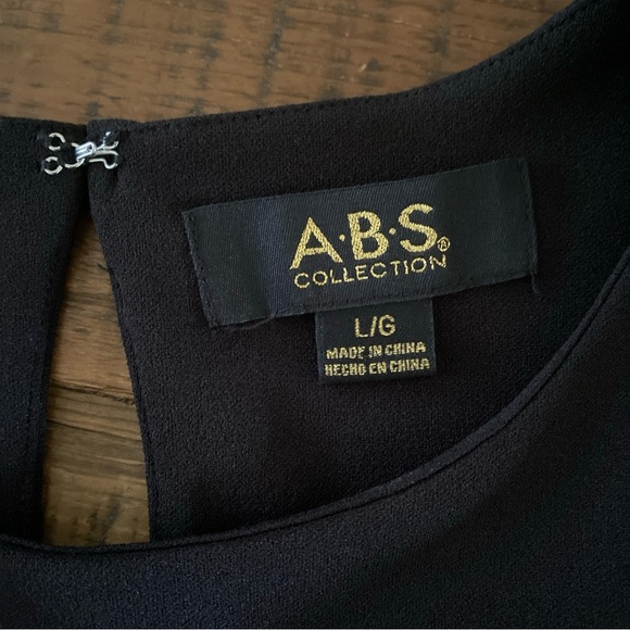 NWOT ABS Collection Black Dress with 3/4 Bell Sleeves, Large - Picture 4 of 7